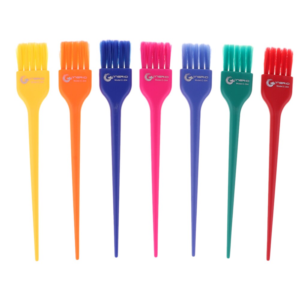 Juego de pinceles para teñir el cabello, Set de 7 pinceles de colores para salón de belleza, sintético, para resaltar y teñir el cabello, DIY: M