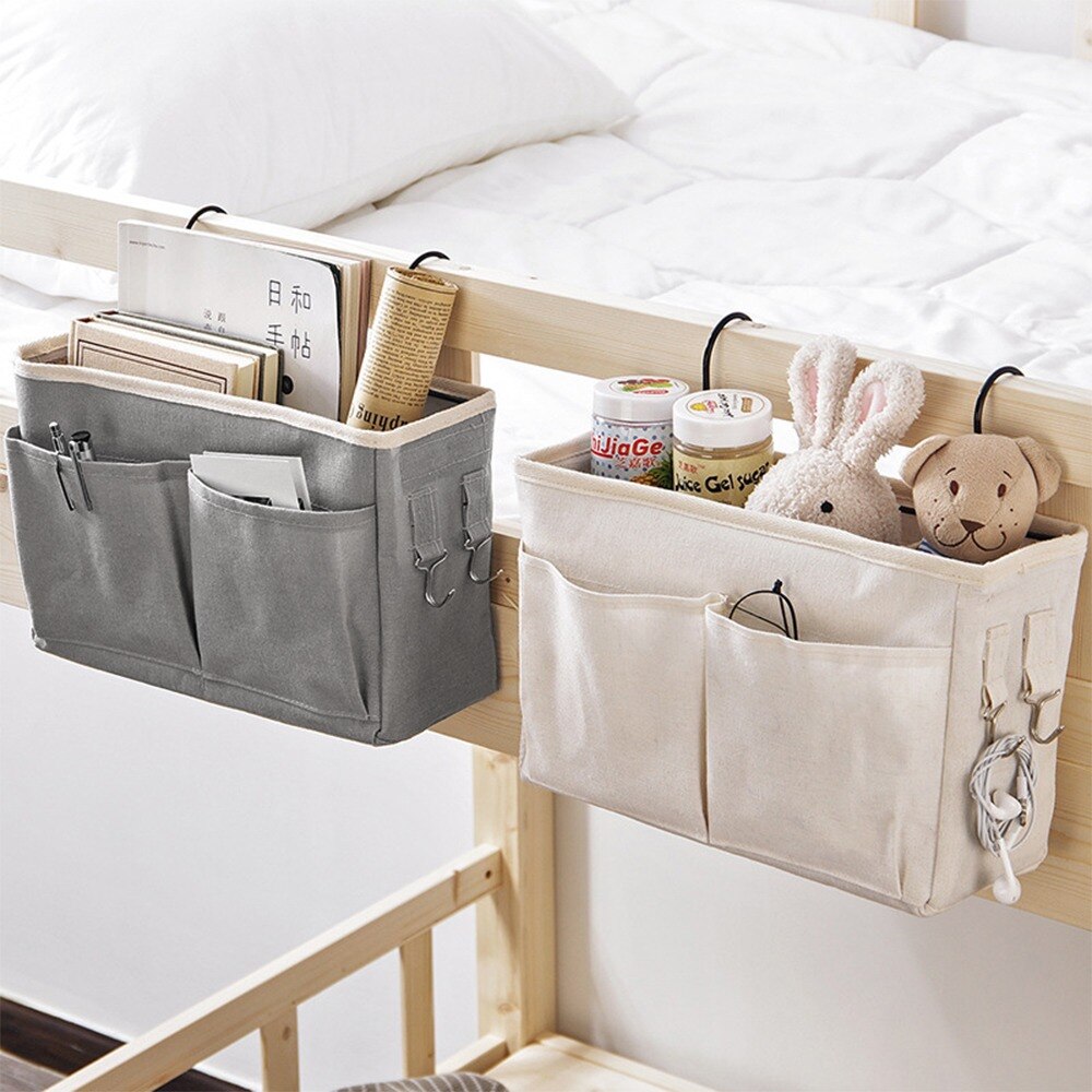 Bedside Hanging Organizer Pocket Storage Bag Wardrobe organizer Canvas Bedroom Bathroom Magazine tote Storage Organizador Pouch