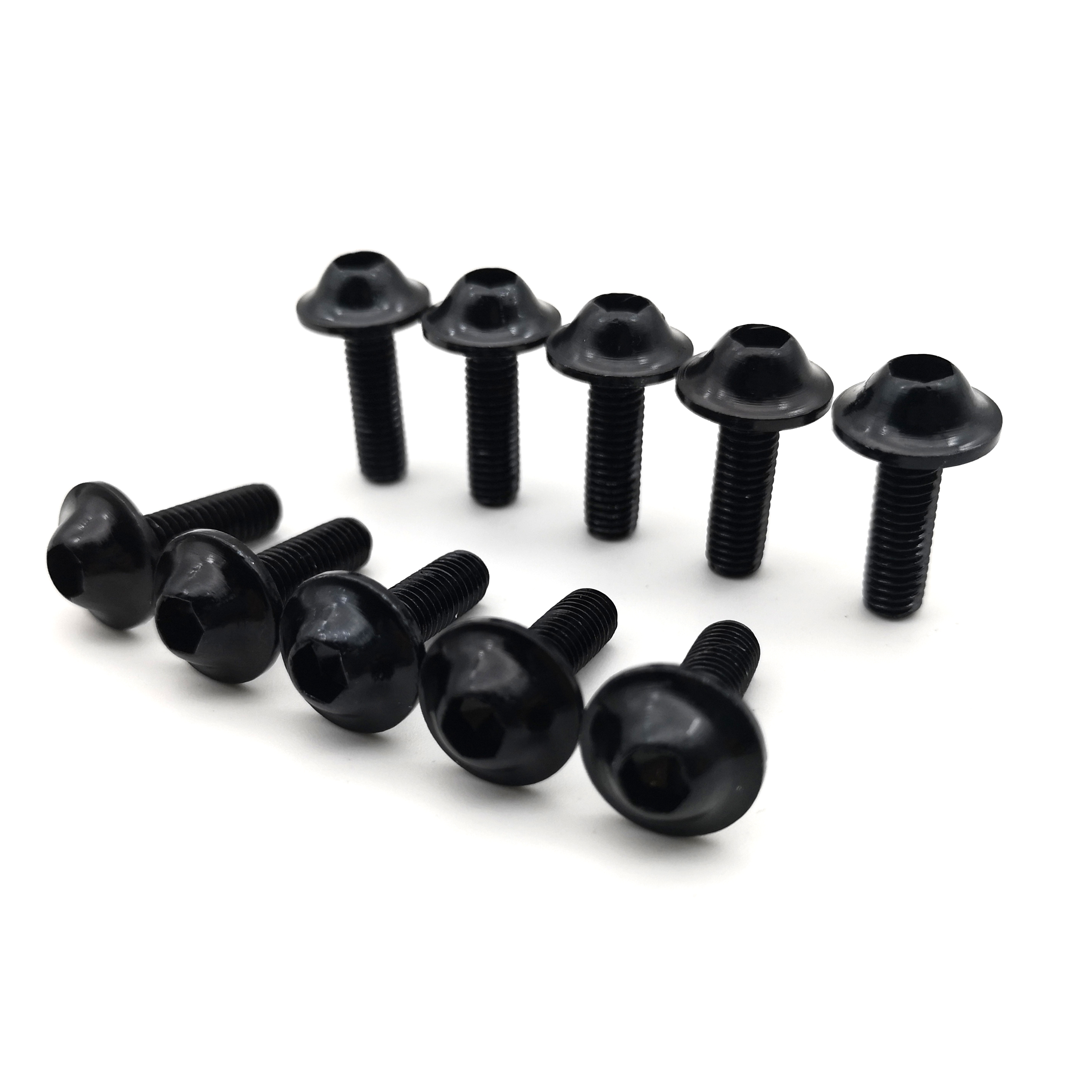 10 Uds. Tornillos de carenado de aluminio anodizado m6 x 20mm, negro, rojo, azul y dorado, tornillos para motocicleta: Black