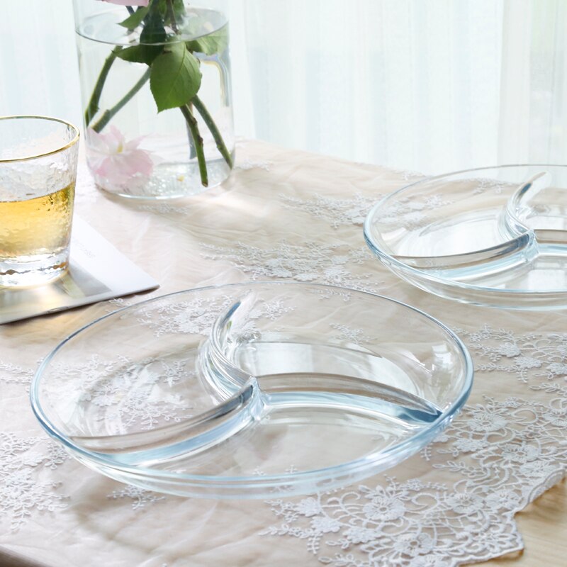 Glass tredelt tallerken frokost fruktsalat separat dessert snack tallerken  pf9062