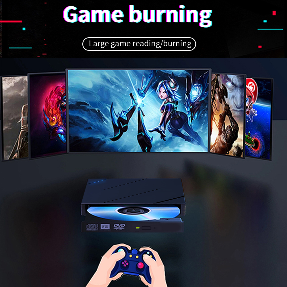 TISHRIC Multifuncional Externo Móvel Caixa de Unidade Óptica USB 3.0 Tipo-C Interface SD TD Leitor de Cartão CD DVD Burner Player