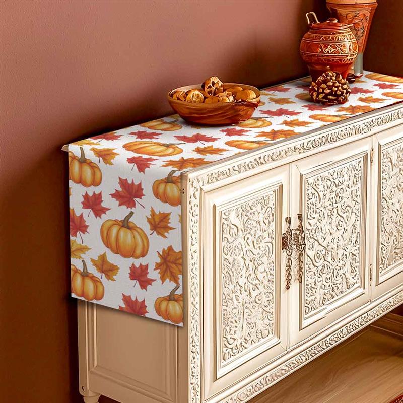 Thanksgiving pompoenen herfstbladeren polyester tafellopers bruiloft decoratie duurzame keuken eettafel lopers feestartikelen