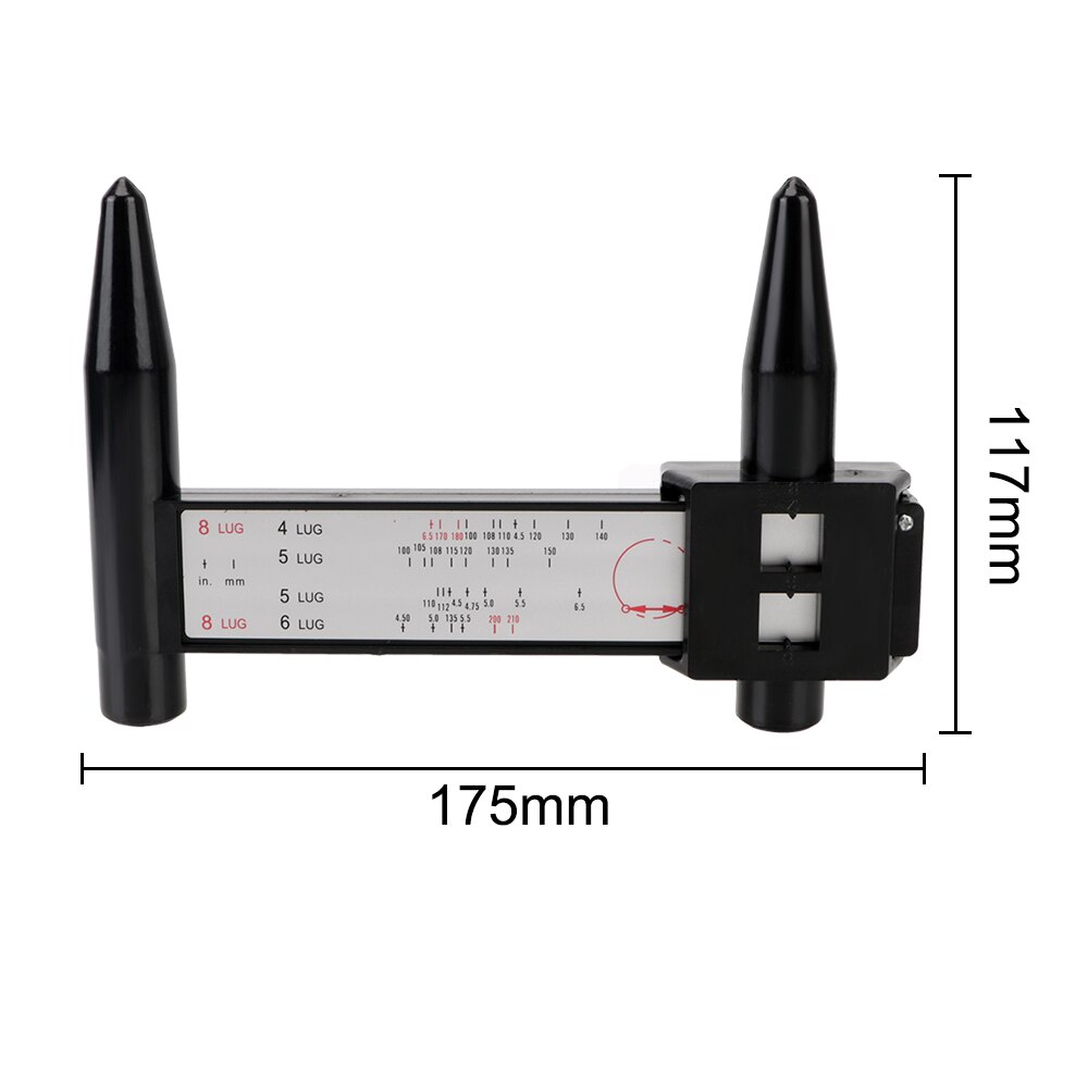8 LUG Black PCD Caliper Wheels Wheel Rim Bolt Pattern Hole Distance Measuring Tool Modified Hole Distance Ruler