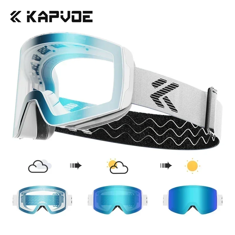 KAPVOE Occhiali da sci fotocromatici Doppi strati Lenti anti-appannamento UV400 Occhiali da sci sport invernali Sci Snowboard Uomo Donna Neve Nuovo