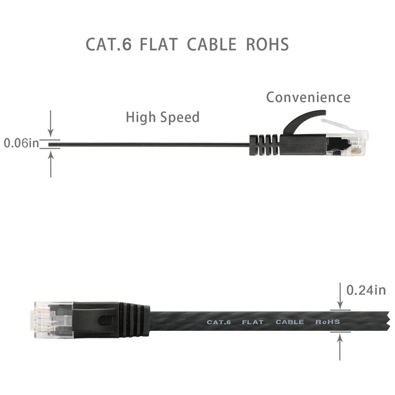 6 Pcs 1 Ft Flat Internet Netwerk Kabel Effen Cat6 Hoge Snelheid Patch Lan Draad Met Snagless Rj45 Connectors