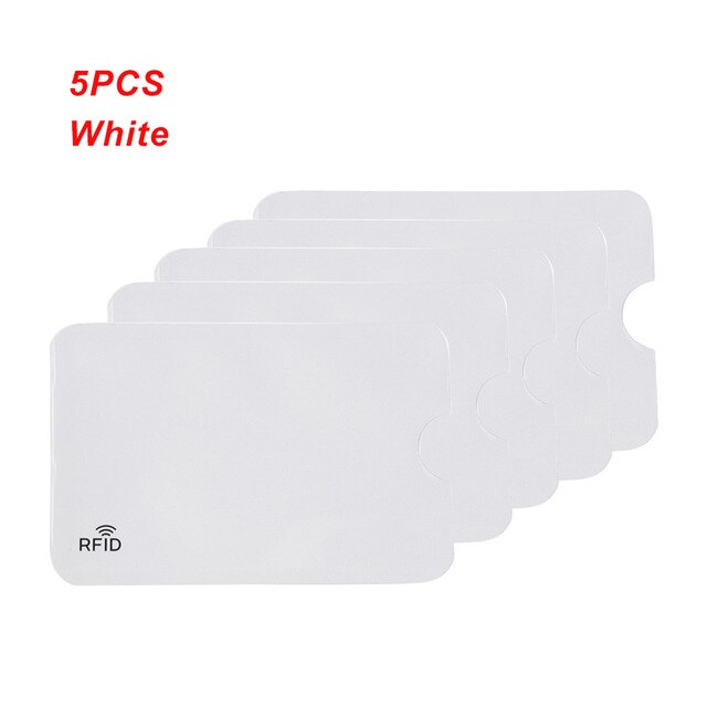 5PCS/Pack Credit Card Holder Protector Blocking Case Bank Card Protect Case Cover Aluminium Smart Safety Anti Theft RFID Wallet: WHITE