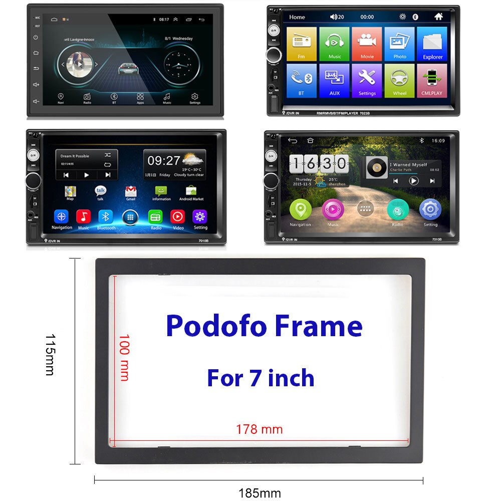 Podofo 2 Din Car radio Frame for 7inch Car Multimedia Player Universal frame for 7inch Nissian Toyota autoradio 2 din car frame