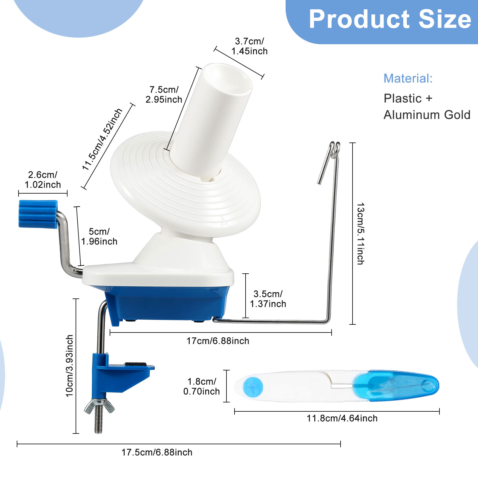 Hand Operated Yarn Winder Fiber Wool Manual Handheld Winder Machine String Ball Portable for DIY Sewing Making Accessories: army green