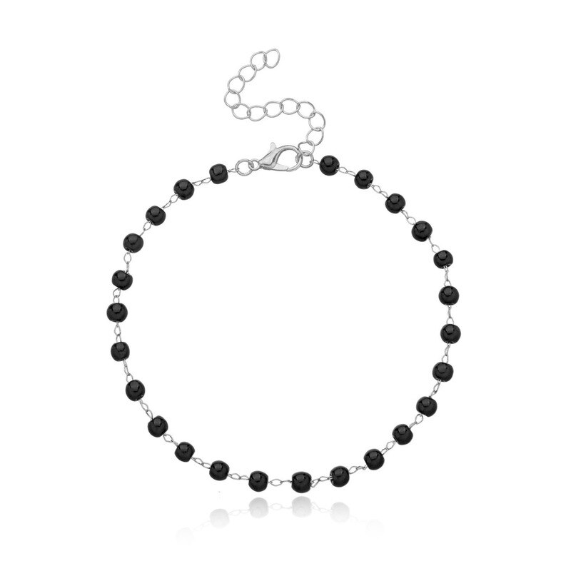 Black White Beads Anklets For Women Gold Silver Color Anklets Bracelet On Leg Summer Beach Foot Jewelry