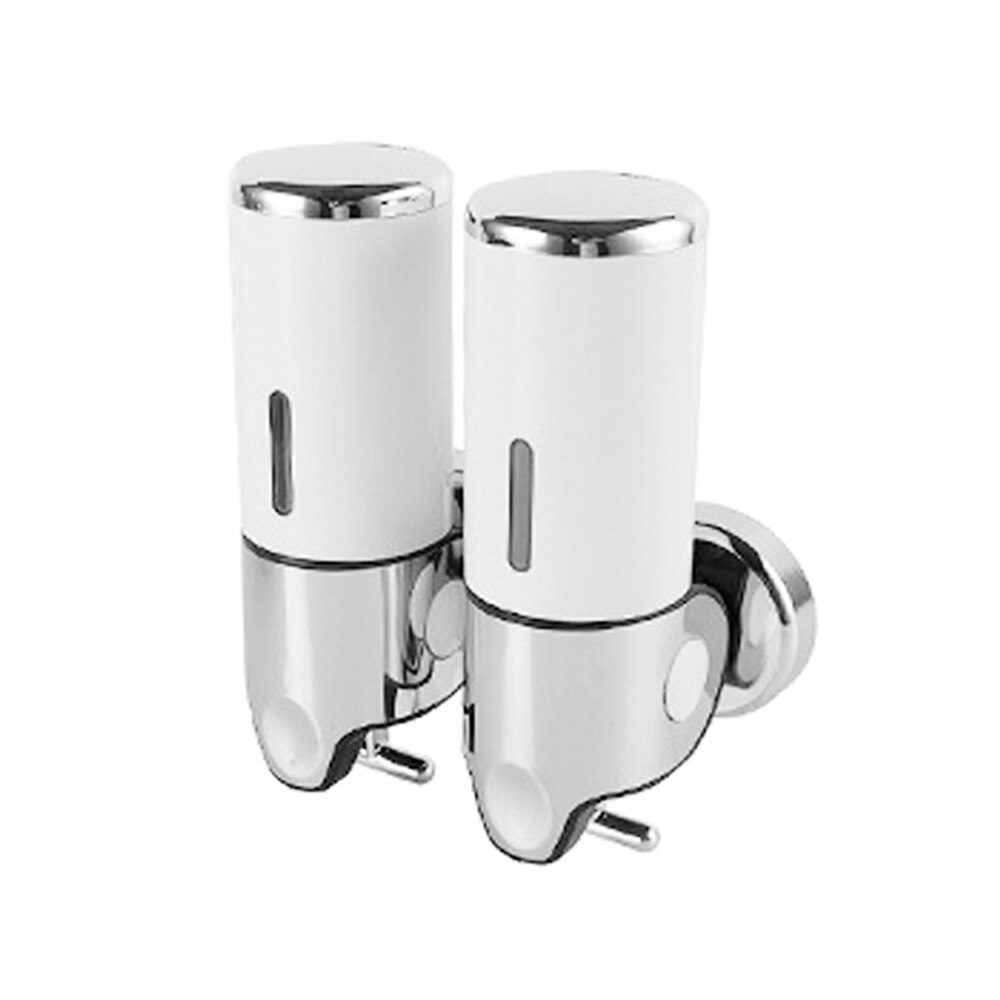 Liquid Soap Dispenser Wall Mounted Shower Gel Dispensers Shampoo Container Kitchen Tools Pump Double Hand Bathroom Soap Bottle: Double White