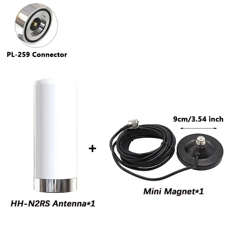 Antena de Radio corta para coche UHF/VHF de doble banda HH-N2RS PL-259 antena 136-174MHz/400-480MHz para IC-980 PRO KT8900 BJ-218 Radio móvil: Grey