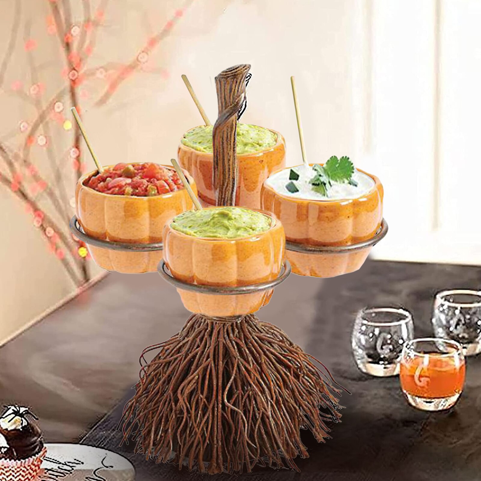 Support à Snack amovible pour Halloween, 3/4/6 bols, décoration de fête, plateau à aliments, ménage, , bonbons, cookies, support de service des aliments