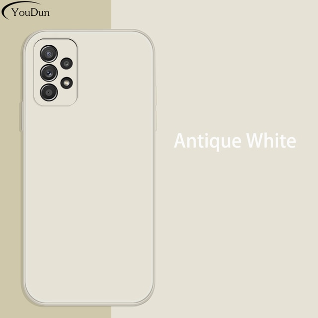 Vierkante Silicon Telefoon Geval Voor Samsung A52s 5G Op Cover Samsung Galaxy A52s SM-A528B Originele Camera Beschermende Terug case: Antique white