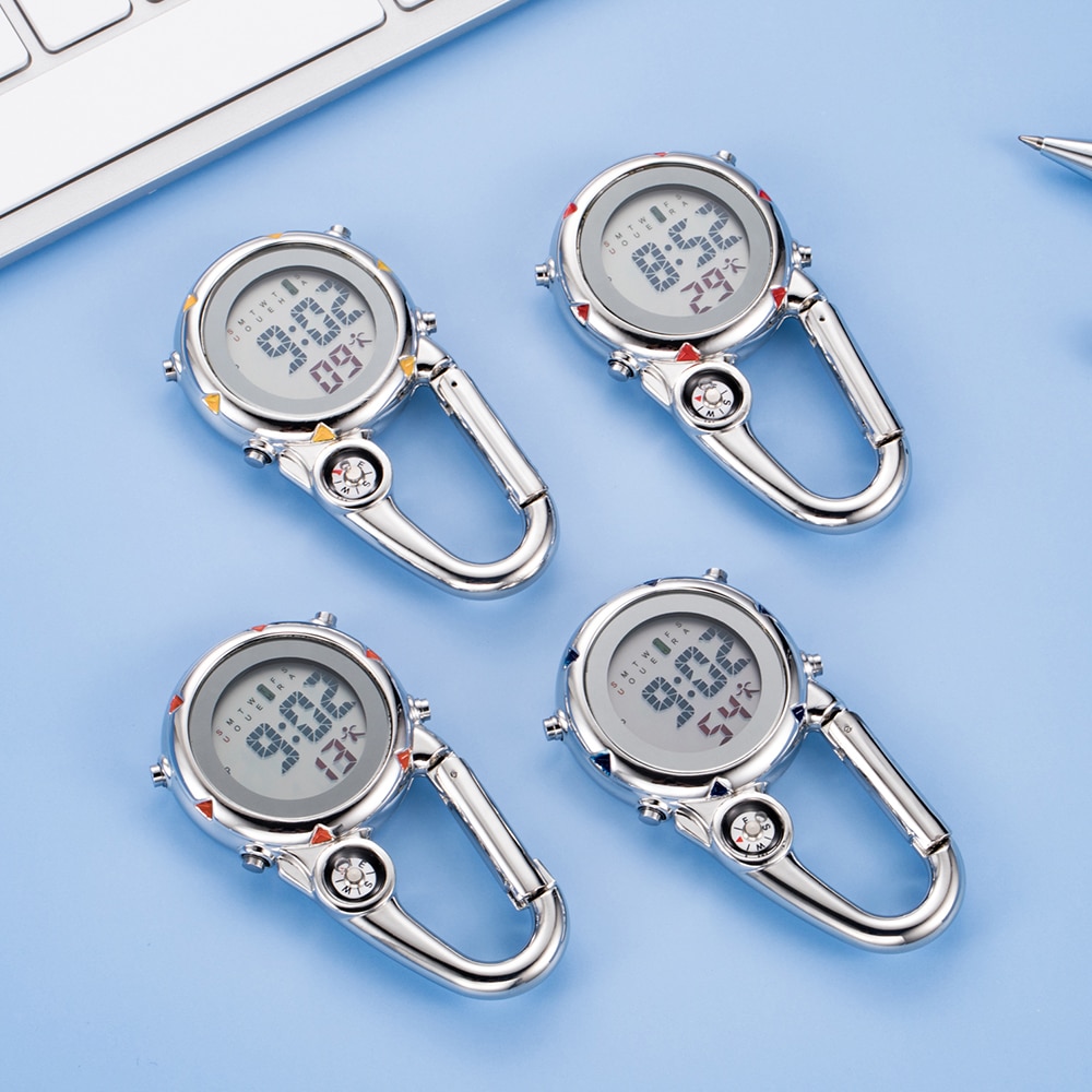 Digitale Klettern Uhr Clip-Auf Rucksack Karabiner Taschenuhr Männer Kompass Temperatur Woche Anzeige Bergsteigen draussen-Sport