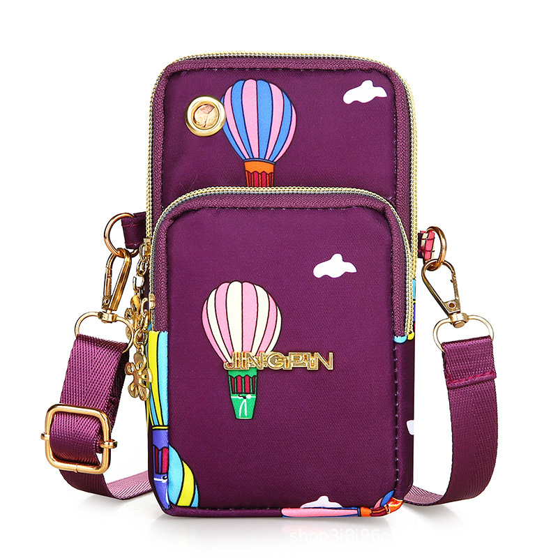 Yogodlns Waterproof Nylon Women Crossbody Phone Shoulder Bag Small Pouch Case Belt Casual Purse Wallet: Purple white