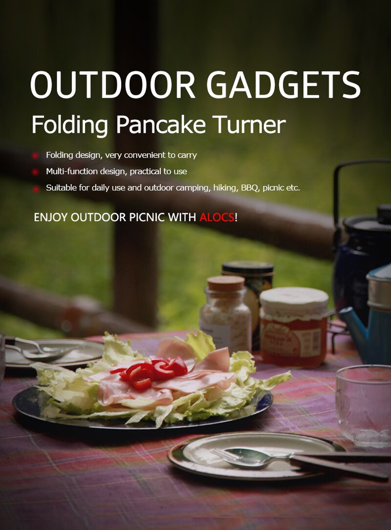 Roestvrij Staal Vouwen Pancake Turner Spatel Ultralight Outdoor Servies Voor Koken Camping Hiking Bbq Picnic