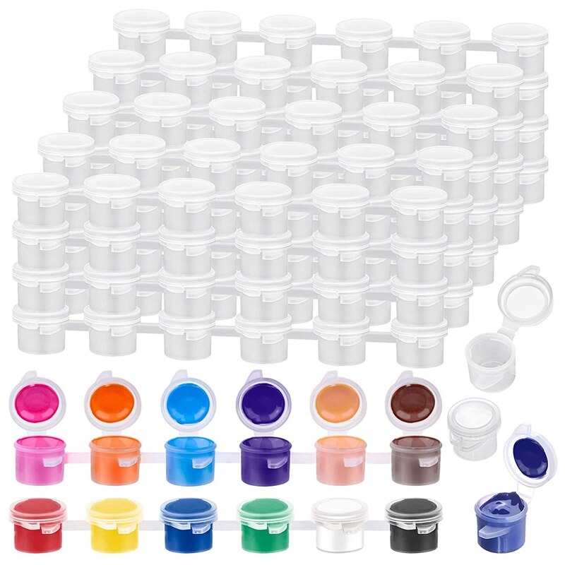 Bote de pintura vacío de 240 piezas, 40 tiras de acrílico, Mini contenedor de pintura, tiras de almacenamiento con tapas para pintura artística y artesanal, 3Ml: Default Title