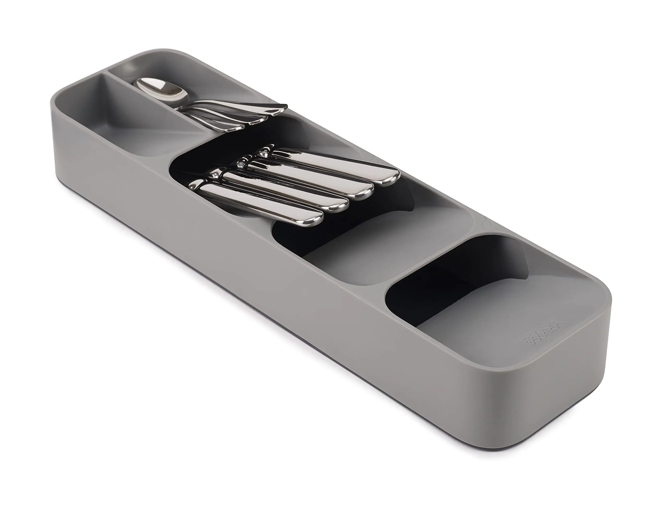 Compact Cutlery Organizer Kitchen Drawer Tray with Multiple Compartments for Forks Spoons Accessory Storage Cutlery Holder: black