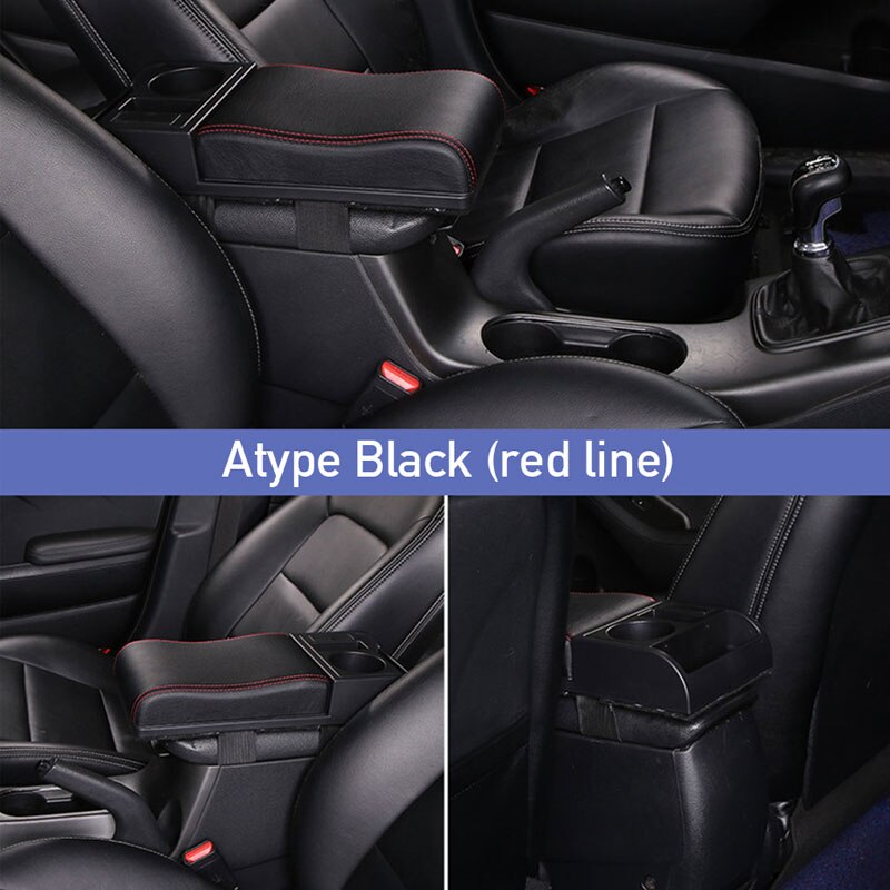 SEAMETAL Auto-Armlehnenbox-Verlängerung, Ellenbogenstütze, universelle Auto-Armlehne mit USB-Ladeanschlüssen, Getränkehalter, verstellbare Länge