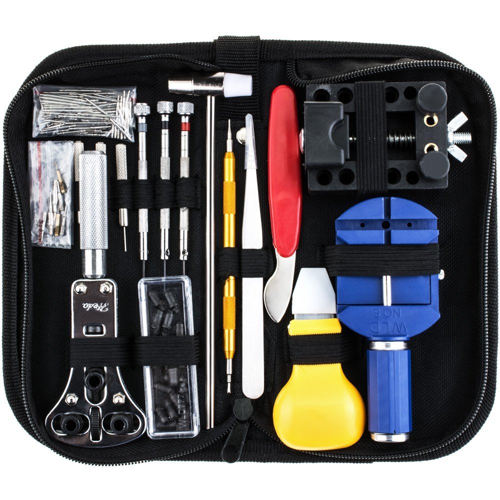 147 PCS Watch Clock Repair Tool Kit Spring Bar Tool Set Watch Band Link Pin Remover Tool Set with Carrying Case