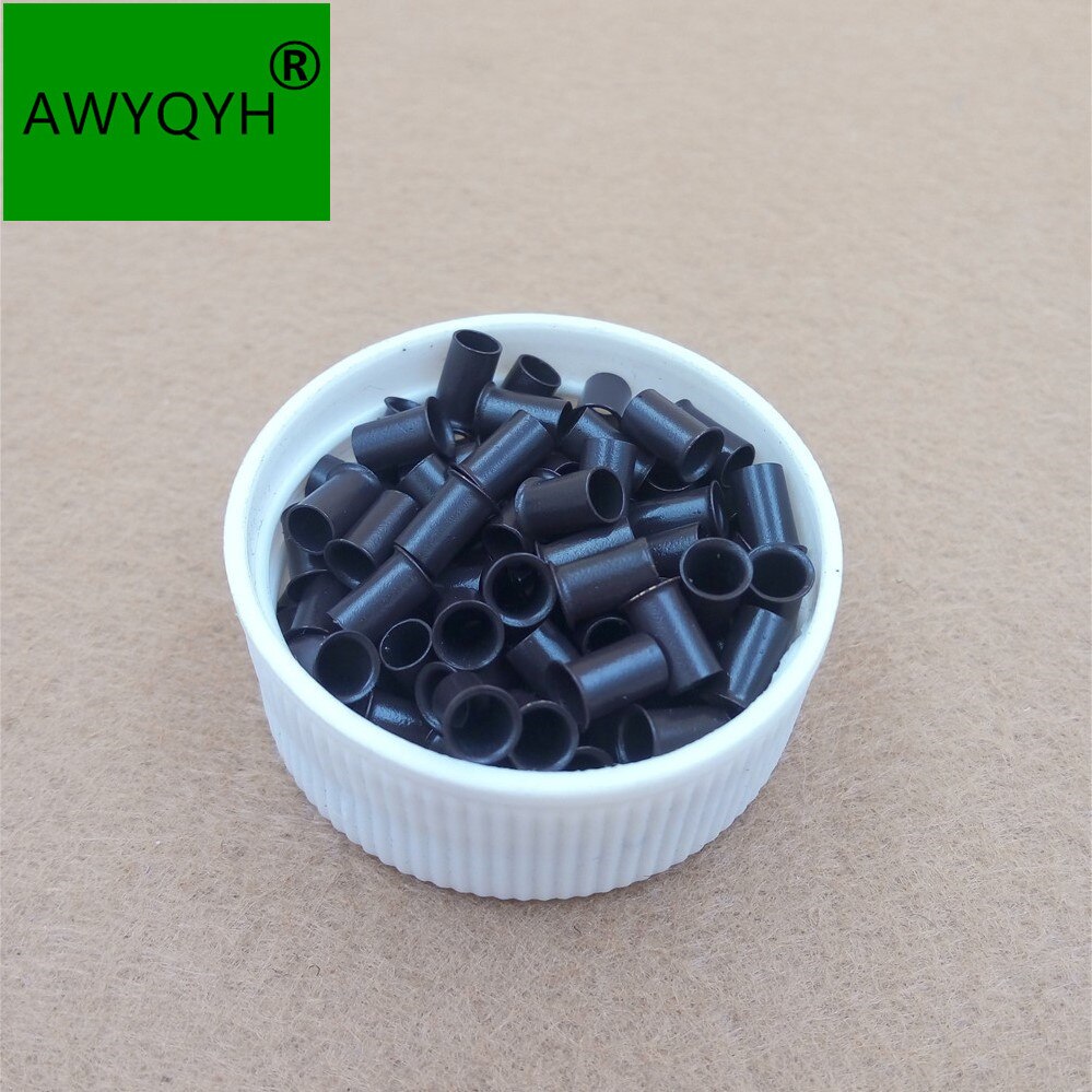 Micro anillos acampanados de cobre largo, tubo europeo, cerraduras para plumas, extensiones de cabello humano, accesorios de herramientas