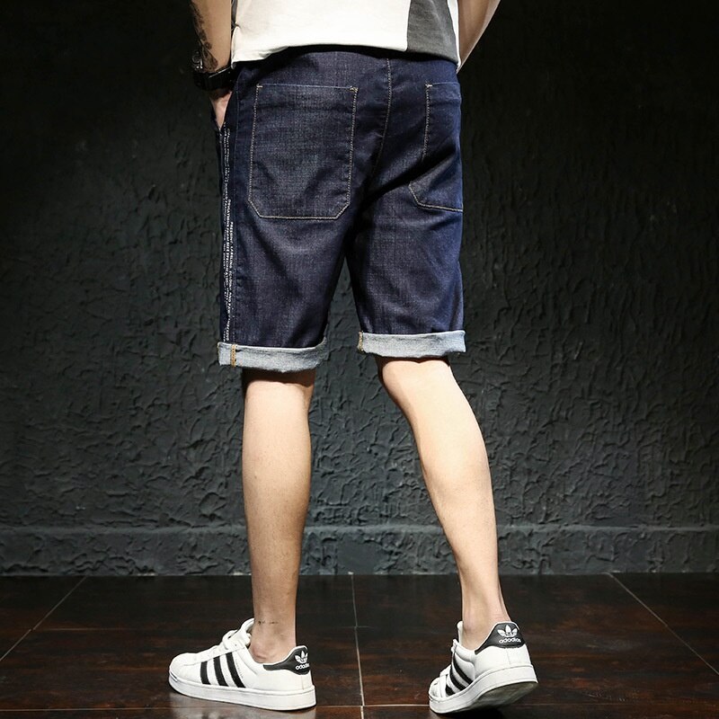 Zomer Dunne Gedeelte Elastische Taille Denim Shorts Mannen Plus Size Xl Elastische Taille Rijbroek 7XL6X5