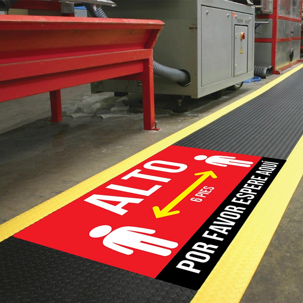 Autocollant de sol imperméable amovible en pvc pour station de métro, gardez vos distances, panneau d'avertissement de sécurité scolaire antidérapant