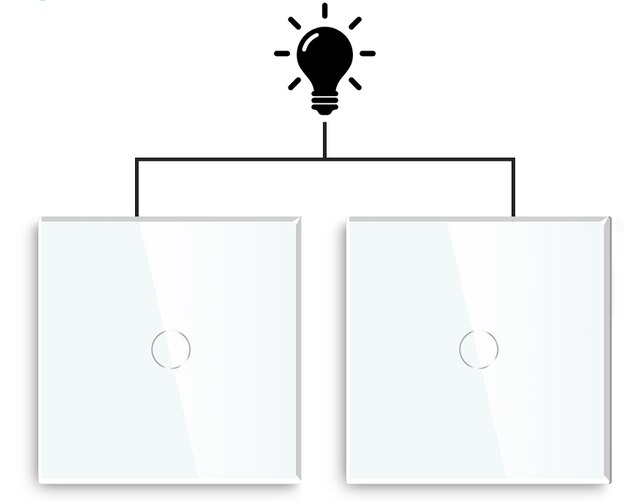 Bseed-Interruptor de escalera intermedio Mvava, 1 Gang, luz esclavo Maestro de la UE, táctil, Panel de cristal blanco y gris, mejora del hogar: White 2 Pieces