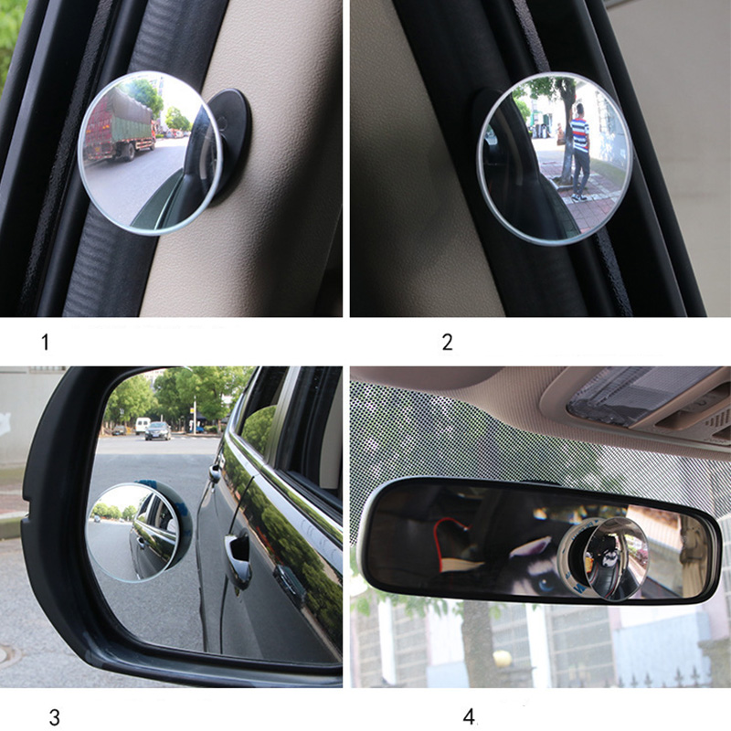 2 Stuks 360 Graden Dodehoekspiegel Auto Achteruitkijkspiegel Kleine Ronde Spiegel Omkeren Magic Blind Gebied Interieur Spiegels Accessorie