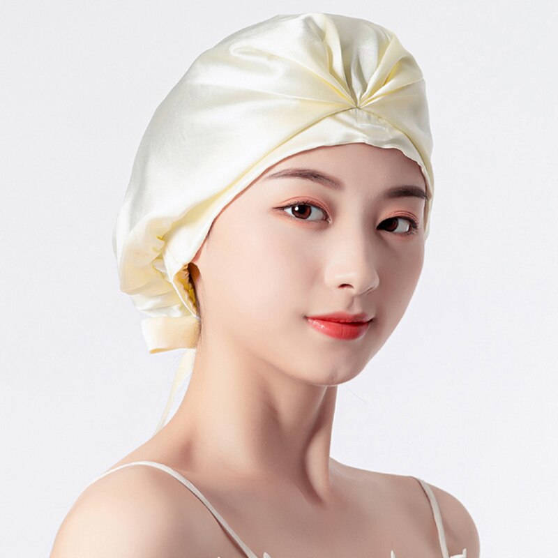 100 Echt Moerbei Zijde Hoed En Cap Haar Mutsen Voor Vrouwen Pure Zijde Tulband Voor Slapen Cap Elastische Zijde Krullend haar Headwrap: COLOR 3