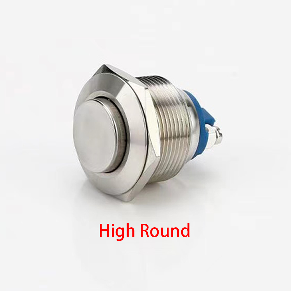 Momentary Push Button Start Stop Power Switch Metal Without Fixation Backlit Connected Electrical On Off High Flat Ball Round: black