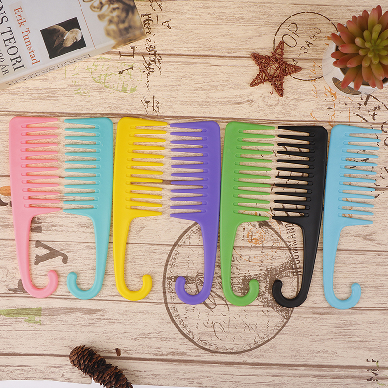 Peines grandes de diente ancho con mango de gancho para desenredar, reducir la pérdida de cabello, peine, peluquería
