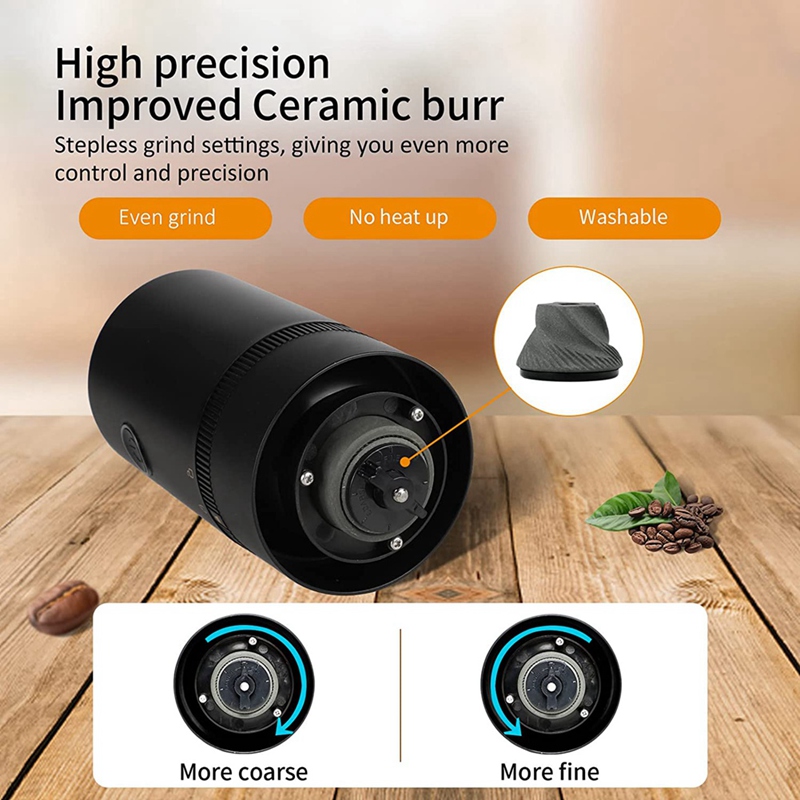 Portable Electric Coffee Grinder Brewed Coffee Maker Rechargeable Ceramic Conical Burr