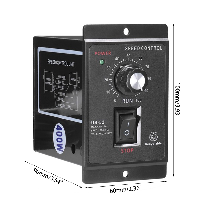 US-52 AC Micro Motor Speed Regulator Electronic Speed Control Module Low Energy Consumption（400W AC220V 50/60Hz）