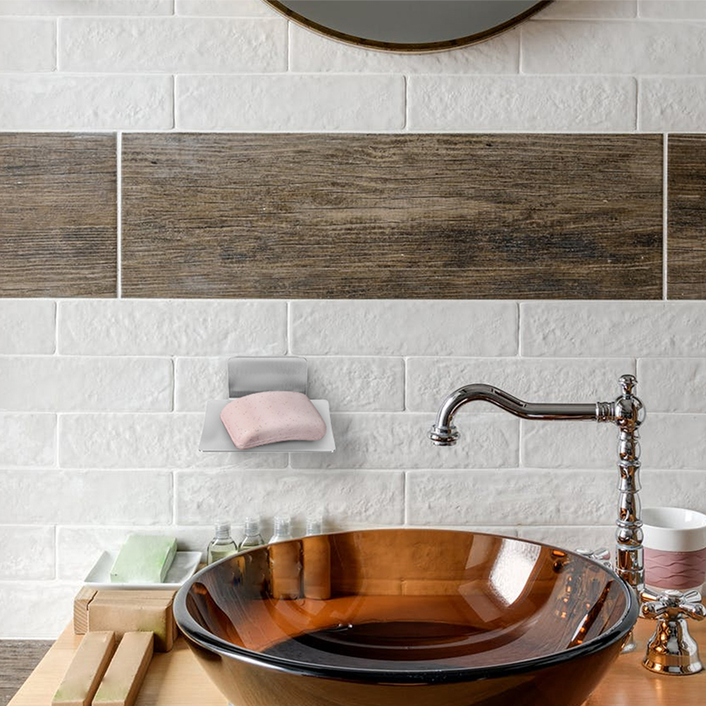 Stainless Steel Draining Soap Container Wall Mounted Adhesive Soap Dishes Tray