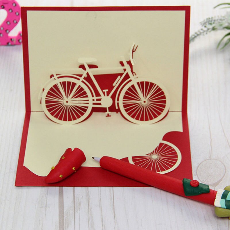 3d pop up lykønskningskort håndlavet cykel fødselsdag valentine påske jul