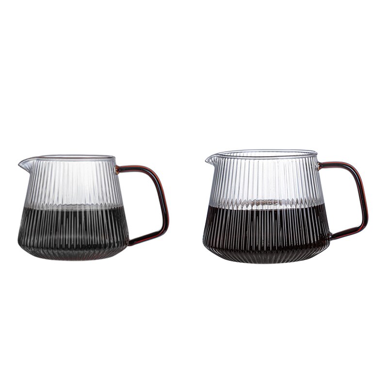 Pour Over Coffee Server Vertical Stripes Glass Coffee Pot Heat Resistant V60 Drip Coffee Share Pot Barista Kettle