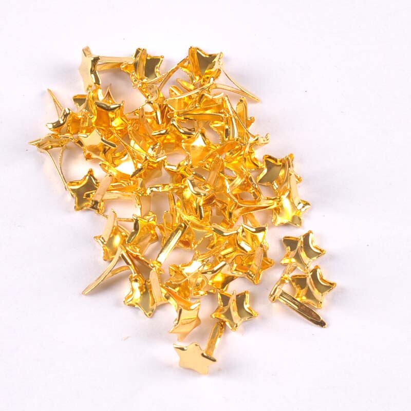 Golden Star Brads – attaches métalliques pour bricolage, accessoires de décoration de chaussures, Scrapbooking, embellissement, 8x11mm, 50 pièces, c2403