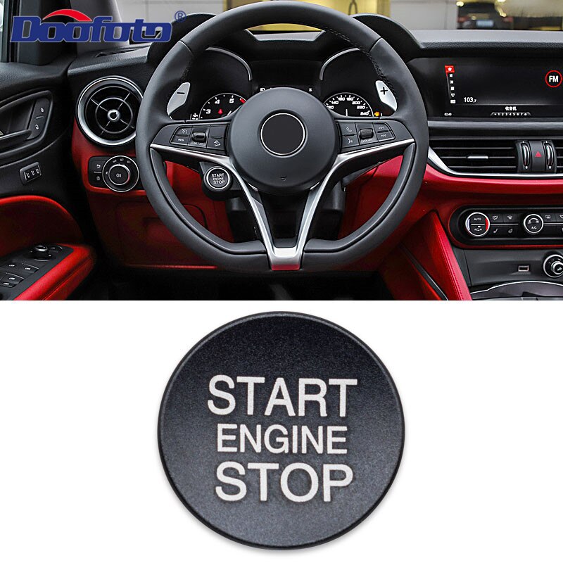 Doofoto Voor Alfa Romeo Start Stop Motor Button Cover Ring auto-interieur Sticker Accessoires Styling Start Button Case Shell: Black Cover