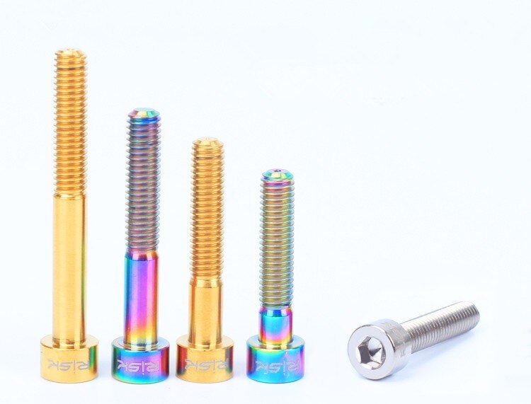 4 Colors RISK 1 pcs Bike Headset Bolt Titanium Aolly MTB Bicycle Stem Top Cap Bolt Screw M6 x 30/35/40/50 mm