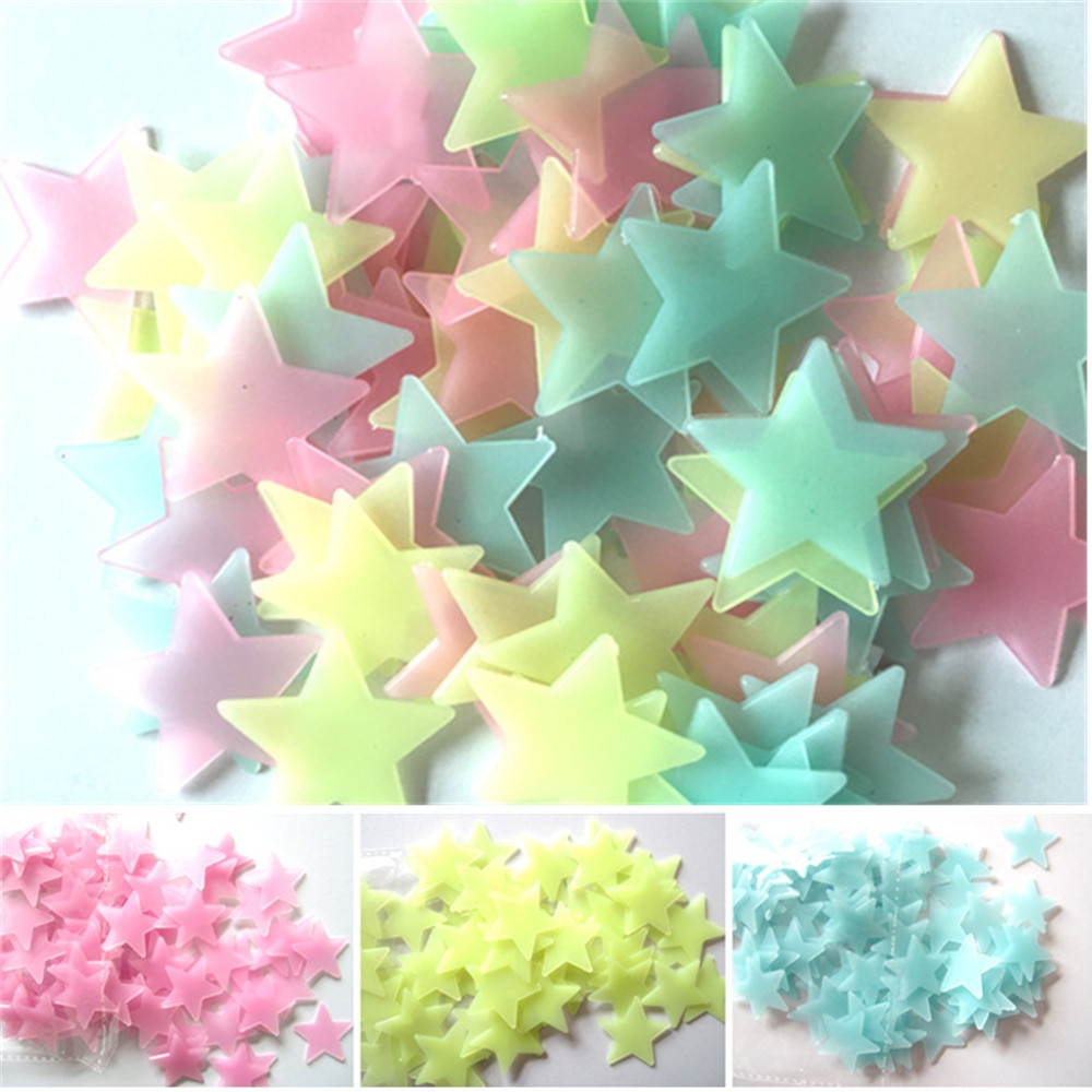 100Pc Kids Glow In The Dark Slaapkamer Tl Stars Glow Muurstickers Sterren Lichtgevende Lichtgevende Glow Sticker Kleur