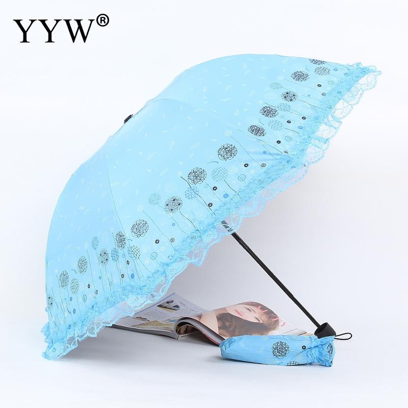 Folding Umbrella Lace Solid Color Pockets Umbrellas Rain Women Parasol Kids Plastic Paraguas Umbrella Machine Ambrella