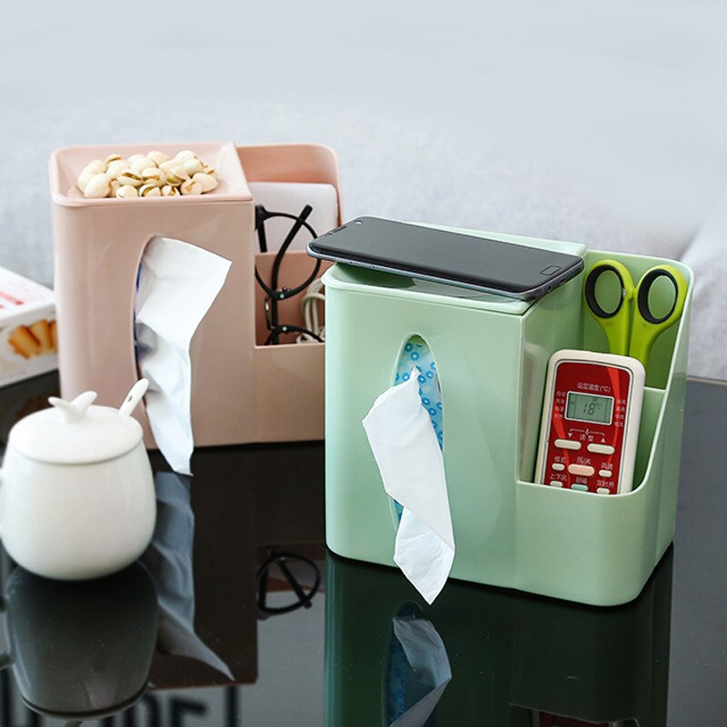 Multifonctionnel télécommande boîte de rangement boîte à mouchoirs bureau en plastique boîte à mouchoirs salon chambre distributeur de mouchoirs boîte