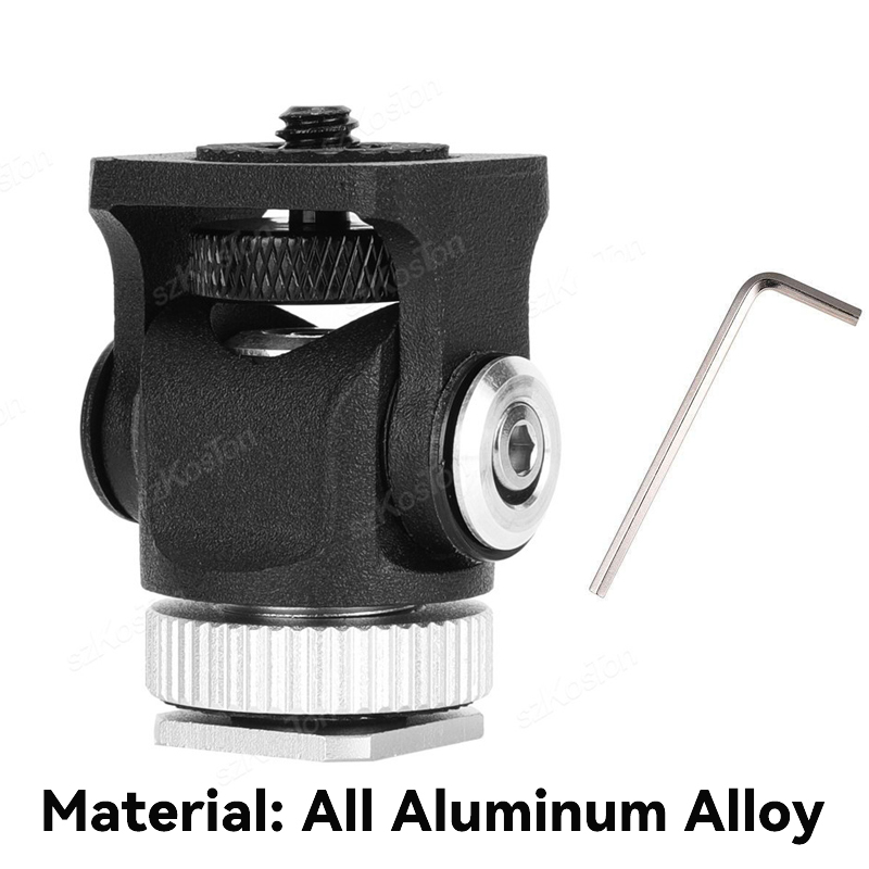 Mini soporte para Monitor, cabezal de trípode, adaptador de zapata fría de 1/4 pulgadas para montaje de Monitor de cámara, Flash, micrófono, luz de relleno LED: Plata