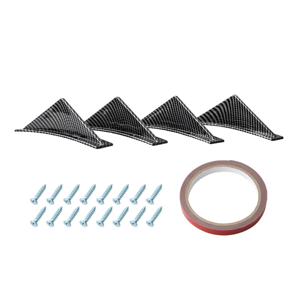 4pcs Universal Carbon Fiber Car Modified Rear Bumper Diffuser Triangle Spoiler For Bmw E46 E90 E60 E39 E36 F10 F30 X5 E53 E70