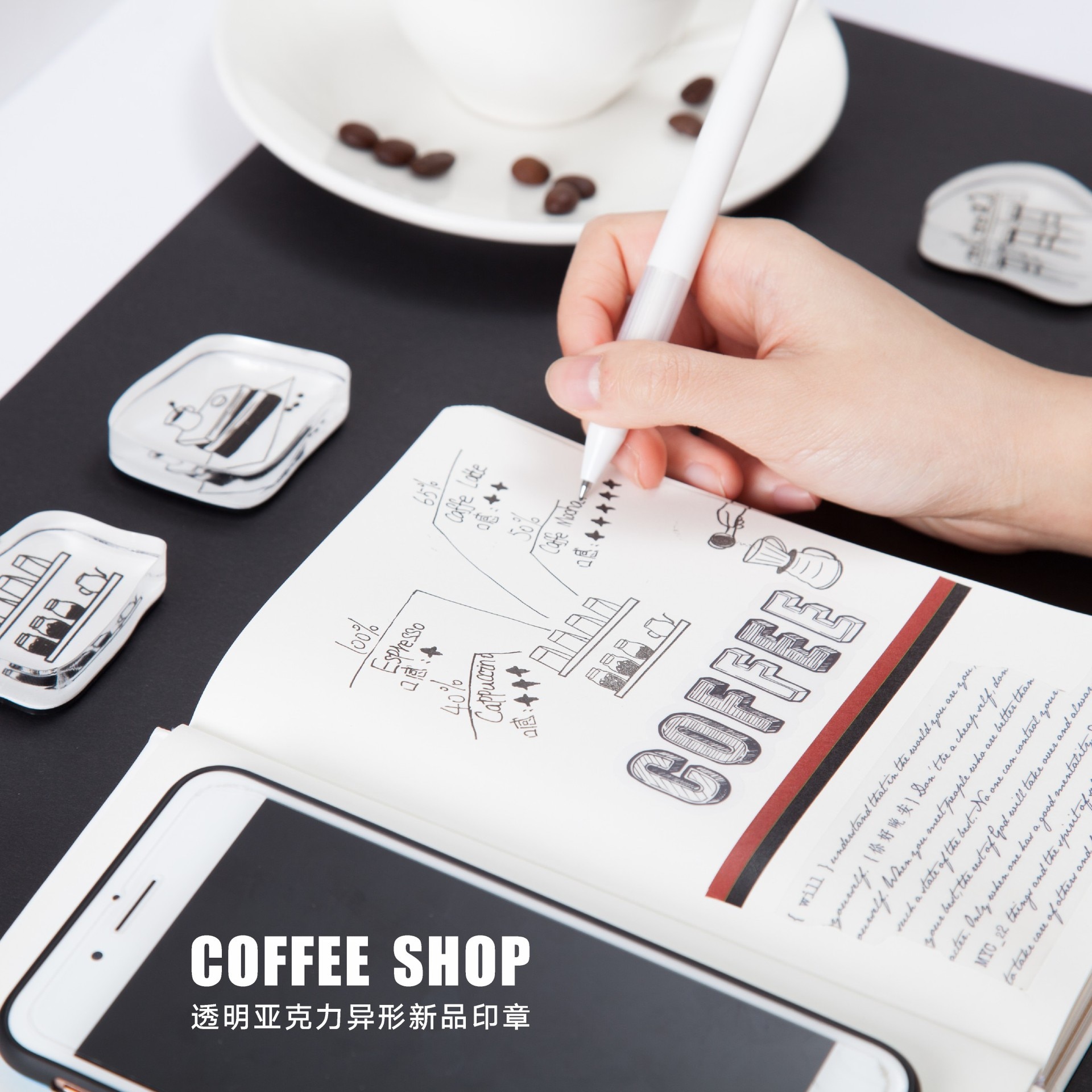 Vintage café vie série timbre anglais Alphabet bricolage acrylique caoutchouc timbres pour papeterie Scrapbooking timbres transparents