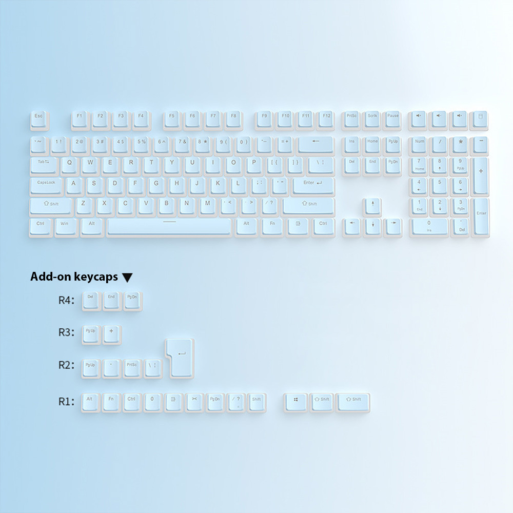 130 Toetsen Pudding Keycaps Voor 61 68 84 87 96 98 100 104 108 Toets Rgb Mechanisch Toetsenbord Pbt Double Shot Mteria Keyboard Keyboard Caps: Blauw