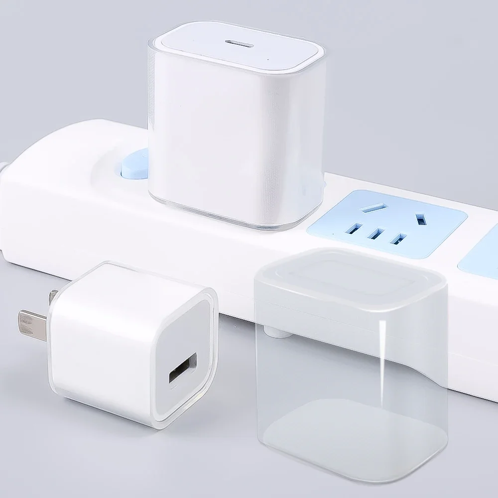 Étui de chargeur transparent avec kit d'enrouleur de câble, chargeurs pour iPhone 15, 14, 13, 12, 18 W, 20W, fil de données, évaluation bricolage, décoration
