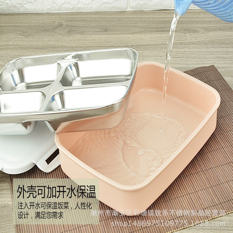 304 stainless steel lunch box fast food compartment lunch box insulation student lunch box scald sealed fast food plate