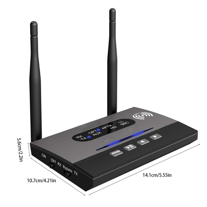 Aux bluetooth ontvanger bluetooth adapter 5.0 met twee antennes, sterke stabiliteit